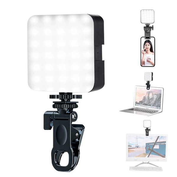 H'MASTON Luz LED Portatil Luz para Gravar Video Iluminação para Camera Clip-on Luz Branca Ajuste de Três Níveis de Brilho Bateria Externa (Não Fornecida) ZB01