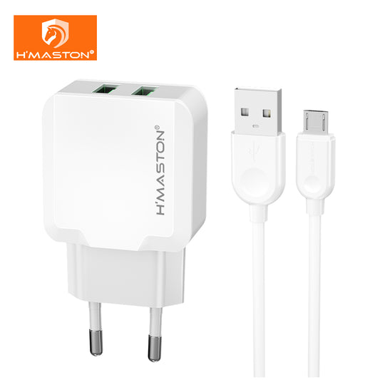 Carregador Turbo 2 Usb 4.1a Com Cabo Usb C Para Ios V8 Y18 Cor Lightning