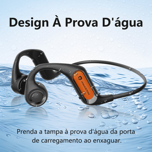 H'MASTON Fone Condução Aérea Fone de Ouvido Bluetooth para Corrida Cancelamento com Microfone a Prova Dágua RS-64 (PRETO)